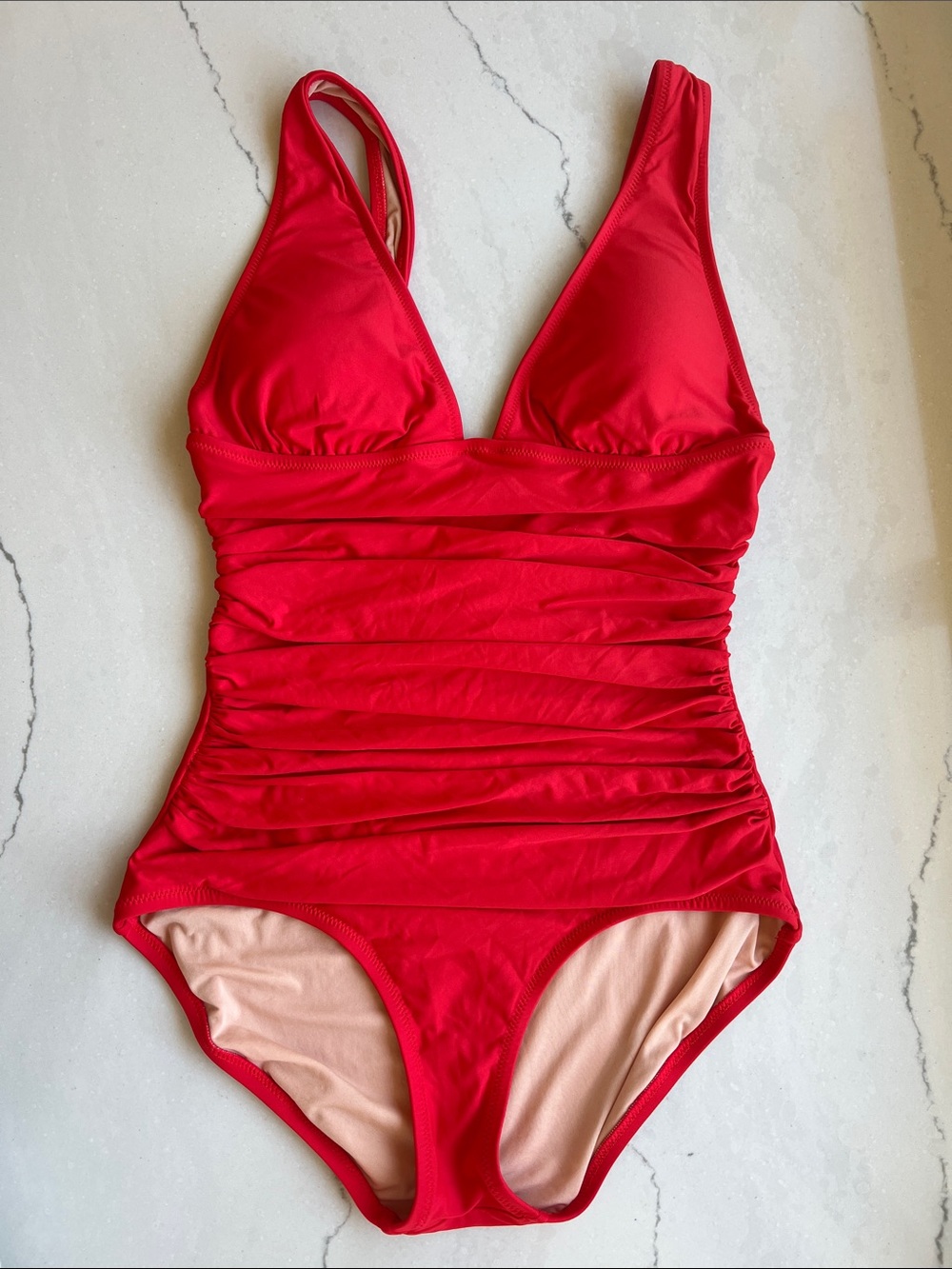 J. Crew Red One-Piece Ruched Swimsuit